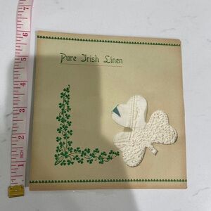 Pure Irish Linen I believe it's a lace handkerchief hand worked made in Ireland